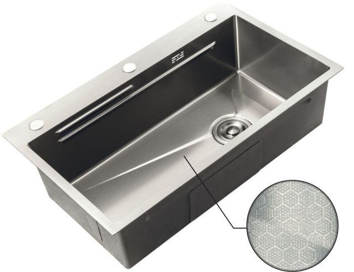 Мийка Zerix ZH7545-SET-05 DECOR NANO-SILVER (3.0/0.8) з нерж. сталі, комплект (нержавійка) (ZM5584)