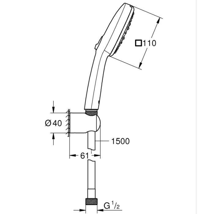 Душовий набір Grohe Tempesta Cube 110 3 режими Rain, Jet, Massage (275882433)