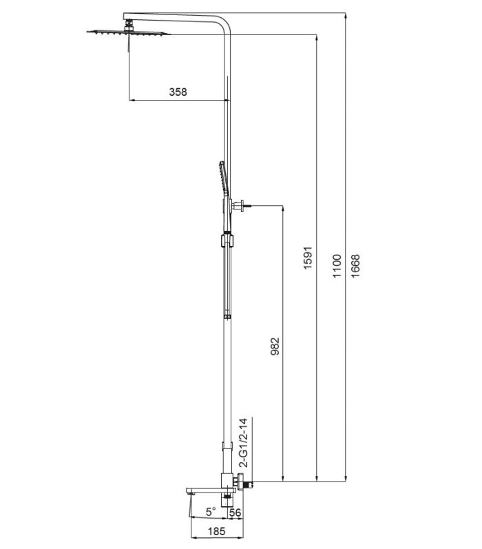 Душова колона із змішувачем KOER KB-56010-01 (Колір хром) (KR3494)