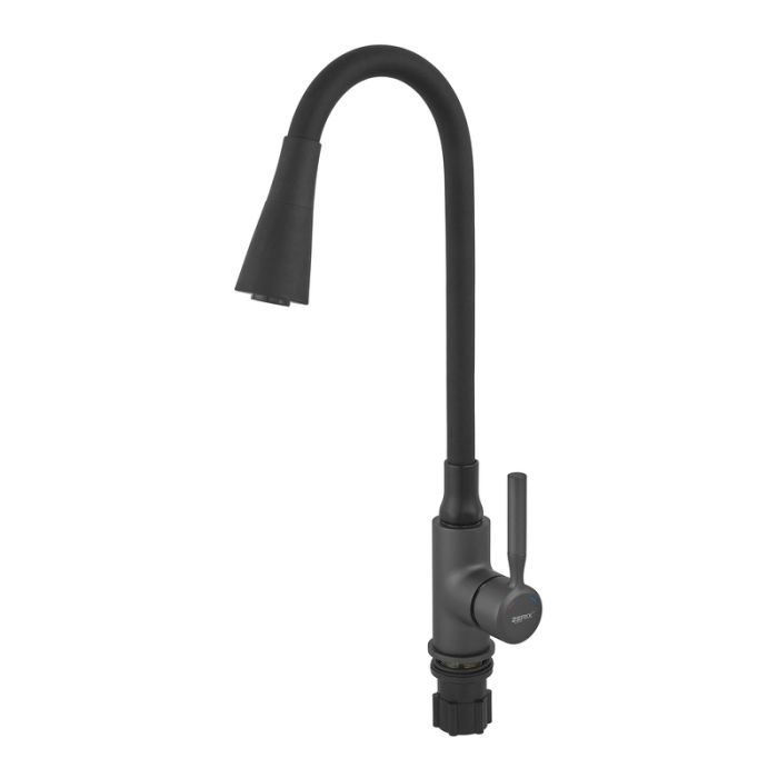 Змішувач для кухні Zerix Atrium-011-T Graphite Refl.Black (Колір графіт+силік.вилив чорний) (ZX6106)