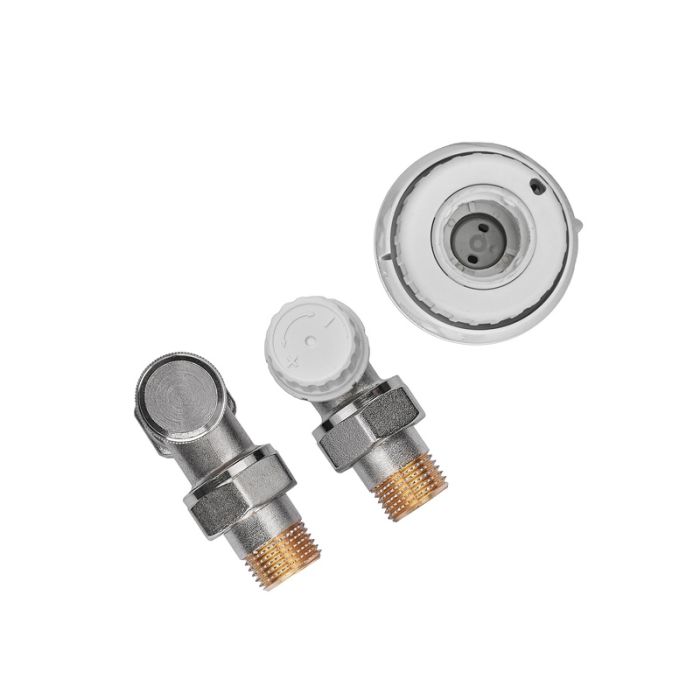 Комплект для підключення радіатора Koer SET-23 - 1/2'' кутовий з термоголовкою, клікове кріплення (KR5284)