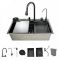 Мийка багатофункціональна Zerix ZH7546-SET-07 DECOR NANO-BLACK з вбудованим змішувачем (ZX5683)