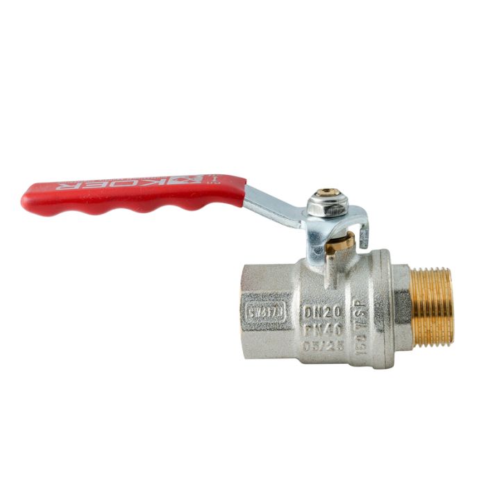 Кран кульовий ГШВ Koer Extreme KE.215-20 - 3/4" FM ручка "важіль" червона (KR5751)