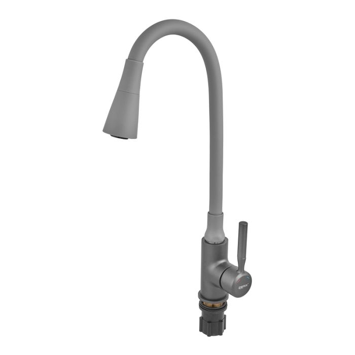 Змішувач для кухні Zerix Atrium-011-T Graphite Refl.Gray (Колір графіт+силік.вилив сірий) (ZX6107)
