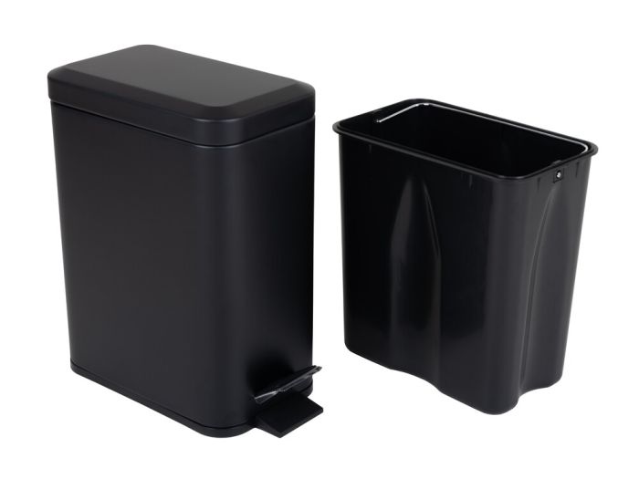 Відро для сміття з плавним закриттям прямокутне Zerix Sansa-TC0105 Black 5 л колір чорний (ZX5894)