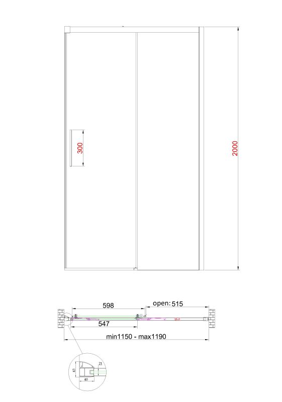 Двері в нішу Koer SR SD05-120x200-TR-01 прозоре скло Easy Clean 6мм, хром (KR5405)