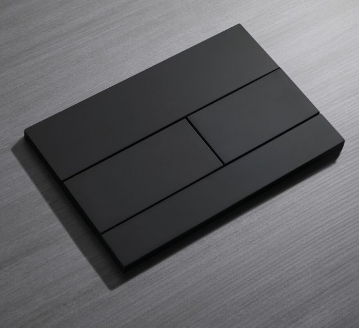 Панель змиву Koer KT-0603-05 240x160x10mm пластикова, кнопка лінійна (колір чорний матовий) (KR5320)