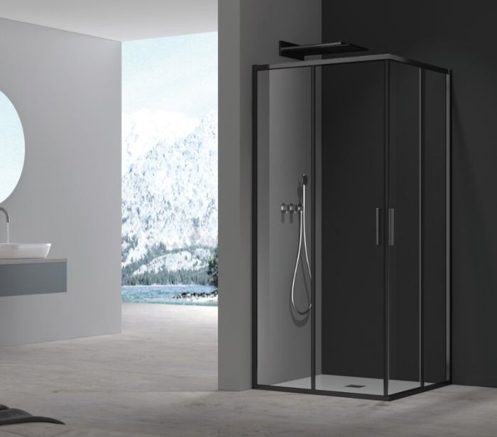 Душова кабіна без піддону Koer SR SC10-90x90x195-TR-07 прозоре скло Easy Clean 6мм, графіт (KR5944)