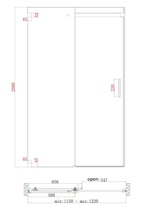 Двері в нішу Koer SR SD02-120x200-TR-01 прозоре скло Easy Clean 8мм, хром (KR5384)