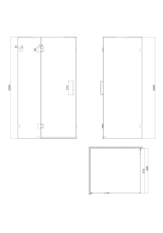 Бічна стінка до кабіни Koer SR SW04-90x200-TR-01 прозоре скло Easy Clean 10мм, хром (KR5390)