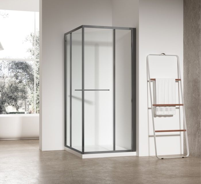 Душова кабіна без піддону Koer SR SC09-90x90x200-L-TR-07 прозоре скло Easy Clean 6мм Графіт (KR5685)