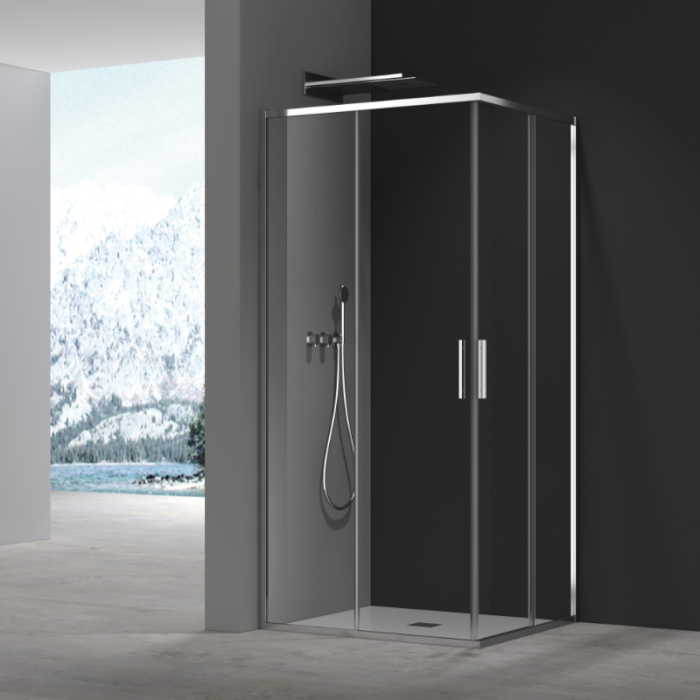 Душова кабіна без піддону Koer SR SC10-90x90x195-TR-01 прозоре скло Easy Clean 6мм, хром (KR5942)
