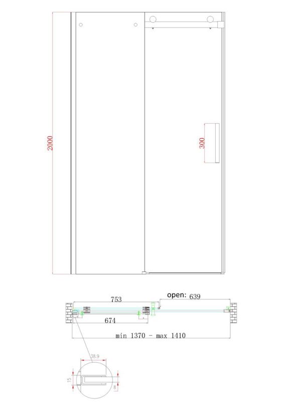 Двері в нішу Koer SR SD01-140x200-TR-01 прозоре скло Easy Clean 8мм, хром (KR5380)