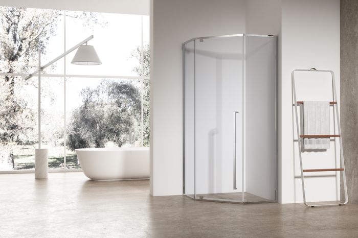 Душова кабіна без піддону Koer SR SC06-100x100x200-TR-01 прозоре скло Easy Clean 8мм, хром (KR5365)