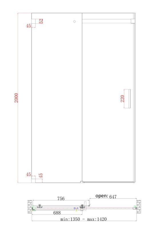 Двері в нішу Koer SR SD02-140x200-TR-01 прозоре скло Easy Clean 8мм, хром (KR5383)
