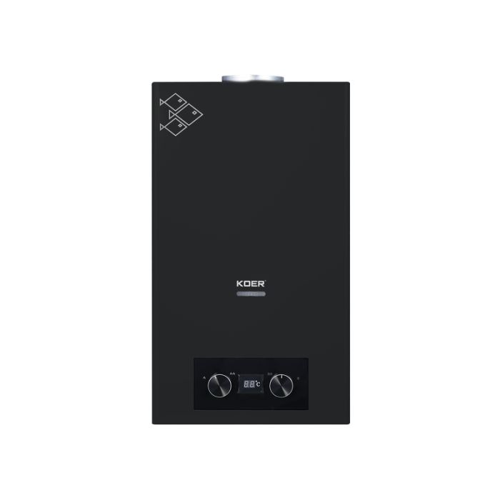 Газова колонка Koer KWH.G0110 BLACK димохідна 10 л/хв, колір чорний (KR5554)