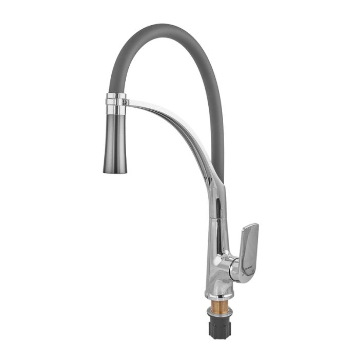Змішувач для кухні Plamix Lucas-017 SET CHROME REFL.Grey з підведенням (PM0715)