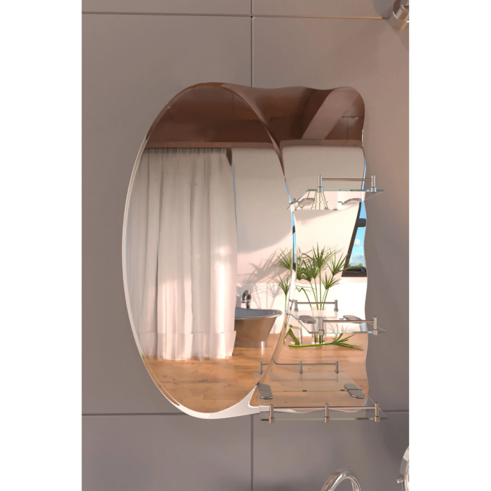 Дзеркало настінне Zerix SOLO MOZ01-65x85x10 асиметричне з 3-ма полицями (ZX5625)