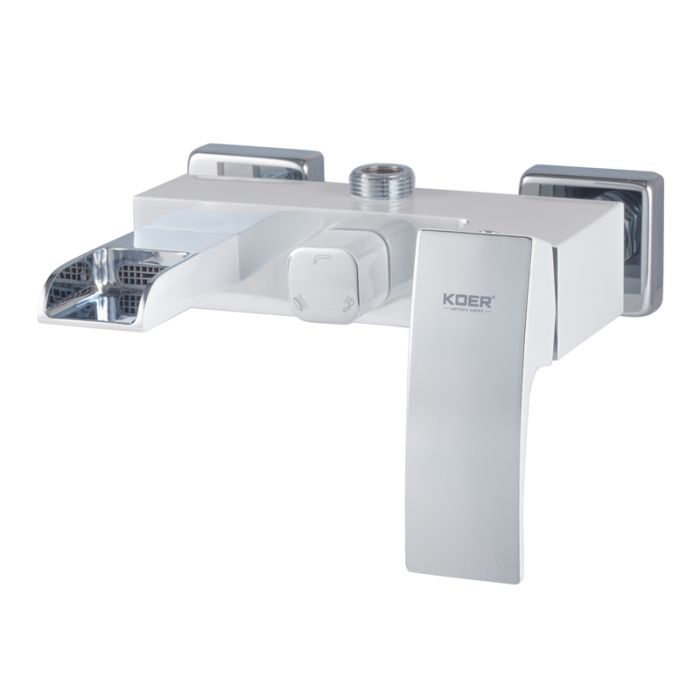Душова колона KOER KB-58007-04 зі змішувачем водоспад, 3 функції (Колір хром+білий) (KR5161)