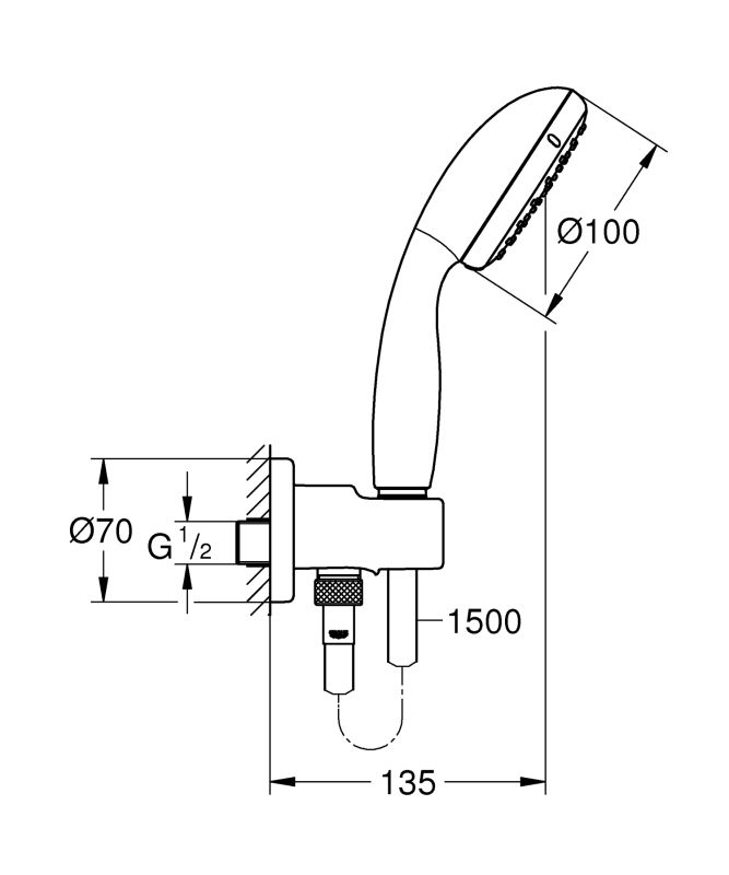 Набір для душу (33556003+26406001) Grohe Eurosmart UA33556002 (UA33556002)