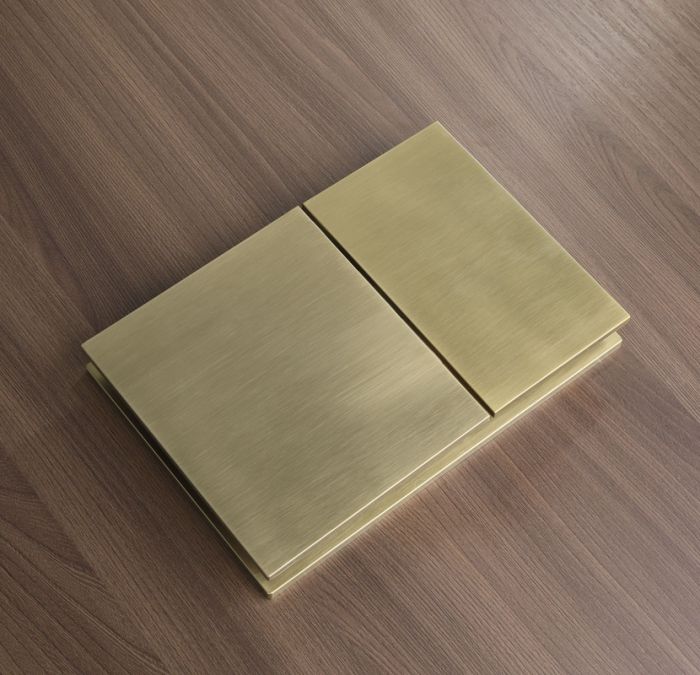 Панель змиву Koer KT-0610-12 240x160x32mmmm пластикова, кнопка квадратна (колір матове золото) (KR6137)
