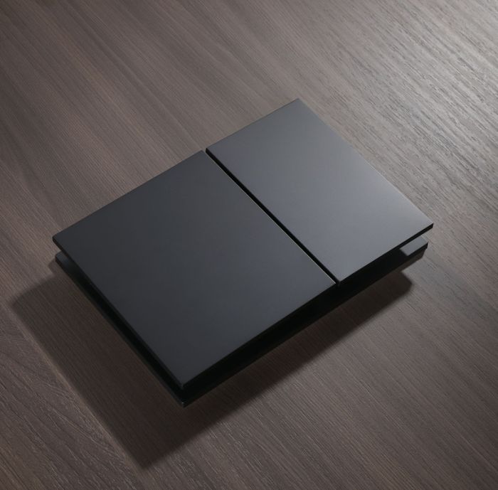 Панель змиву Koer KT-0610-05 240x160x32mmmm пластикова, кнопка квадратна (колір чорний матовий) (KR6136)