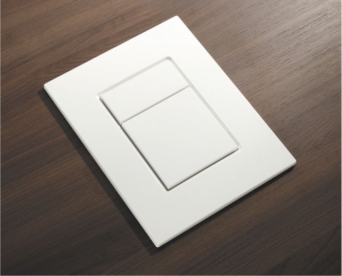 Панель змиву Koer KT-0607-03 157x198x10mm пластикова, кнопка квадратна (колір білий) (KR5714)