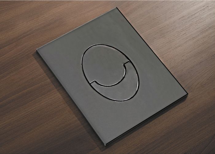 Панель змиву Koer KT-0606-07 157x198x10mm пластикова, кнопка закруглена (колір графіт) (KR5712)