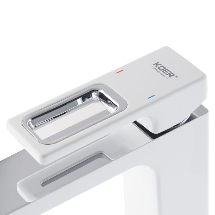 Змішувач для умивальника Koer KB-10009-04 (Колір хром+білий) (KR5975)
