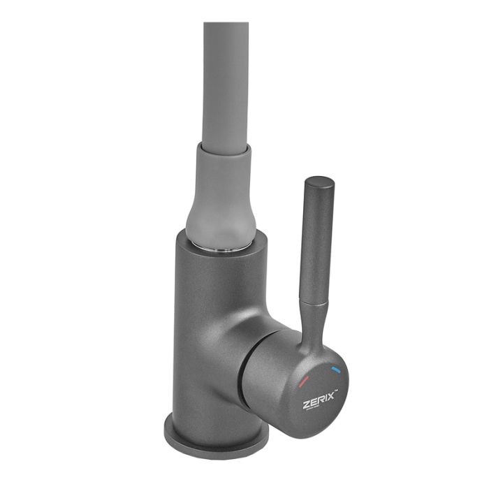 Змішувач для кухні Zerix Atrium-011-T Graphite Refl.Gray (Колір графіт+силік.вилив сірий) (ZX6107)