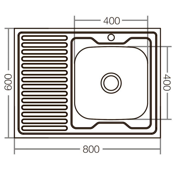 Кухонна мийка накладна ZerixZ8060R-04-160E (Satin) (ZX1619)