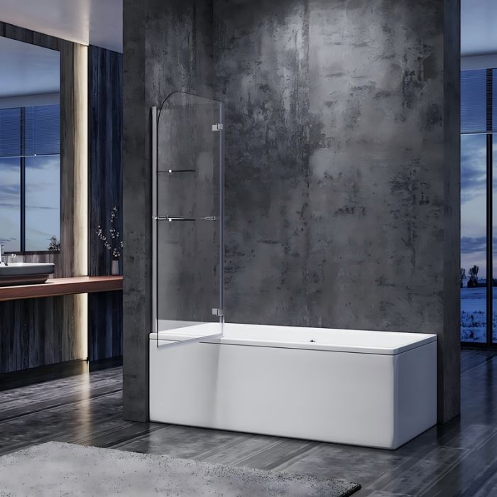 Шторки скляні на ванну Koer SR BS05-90x140-TR-01 прозоре скло Easy Clean 6мм, хром (KR5372)