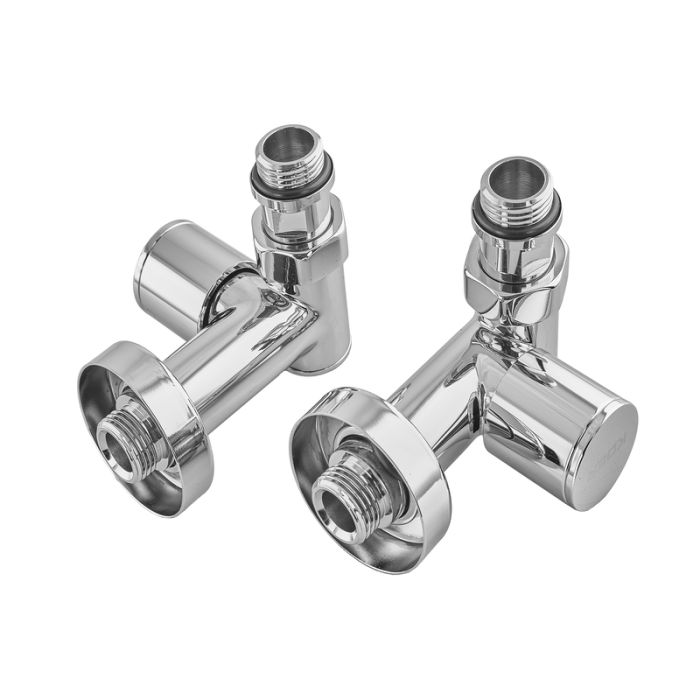 Комплект кранів для рушникосушки кутовий Koer KR.SET.551 - M1/2''xM1/2'' під ТЕН хромований (KR5841)