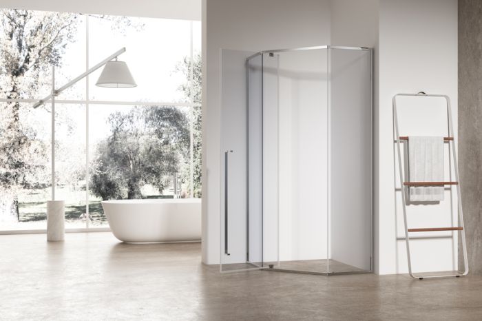 Душова кабіна без піддону Koer SR SC06-100x100x200-TR-01 прозоре скло Easy Clean 8мм, хром (KR5365)