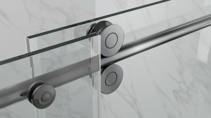 Двері в нішу Koer SR SD06-140x220-TR-07 прозоре скло Easy Clean 8мм, графіт (KR5369)