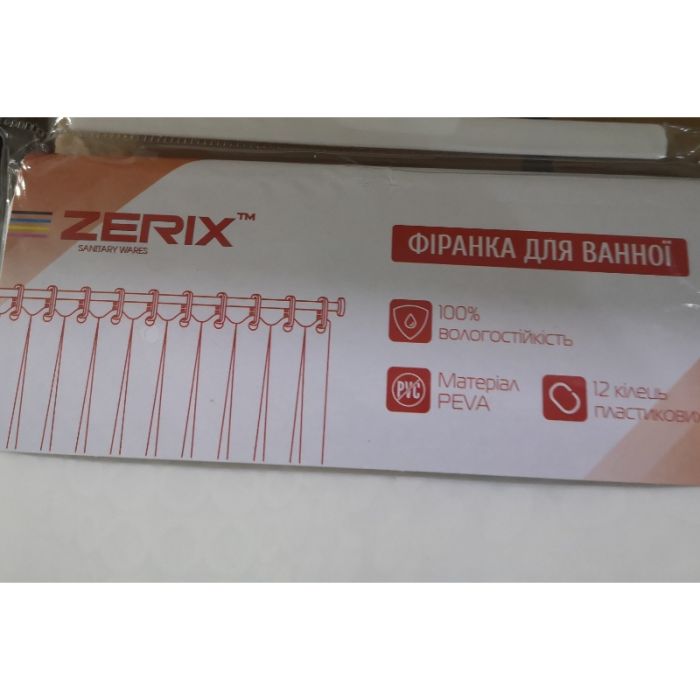 Шторка для ванної Zerix SCP-021-180x180 з PEVA (поліетиленвінілацетату) (Колір білий 3-Д) (ZX6094)