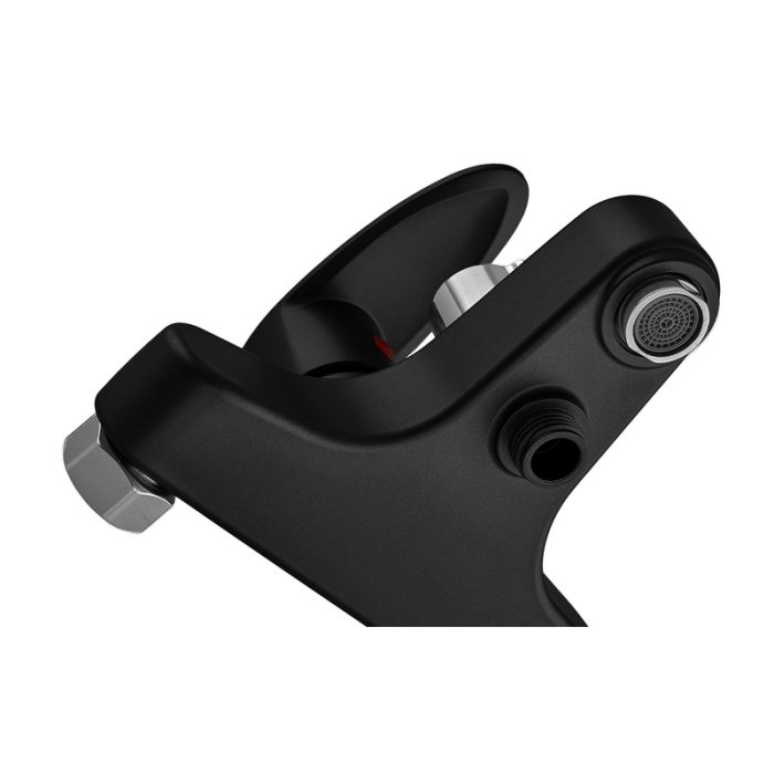 Змішувач для ванни Plamix CEZAR-009 EURO SET Matte black, зі шлангом, лійкою та кронштейном (PM0693)