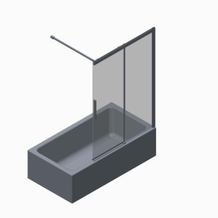 Шторки скляні на ванну розсувні Koer SR BS06-120x150-TR-07 прозоре скло Easy Clean 6мм, графіт (KR5947)