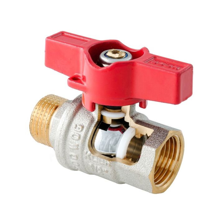 Кран кульовий ГШМ Koer Extreme KE.218-15 - 1/2" FM ручка "метелик" червона (KR5759)