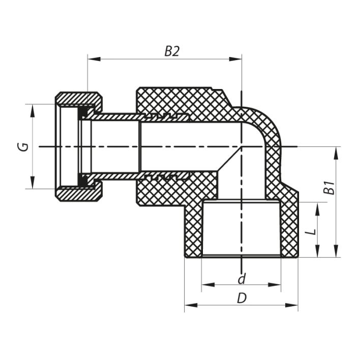 Кут з накидною гайкою 25x3/4F PPR Koer K0145.PRO (KP0183)