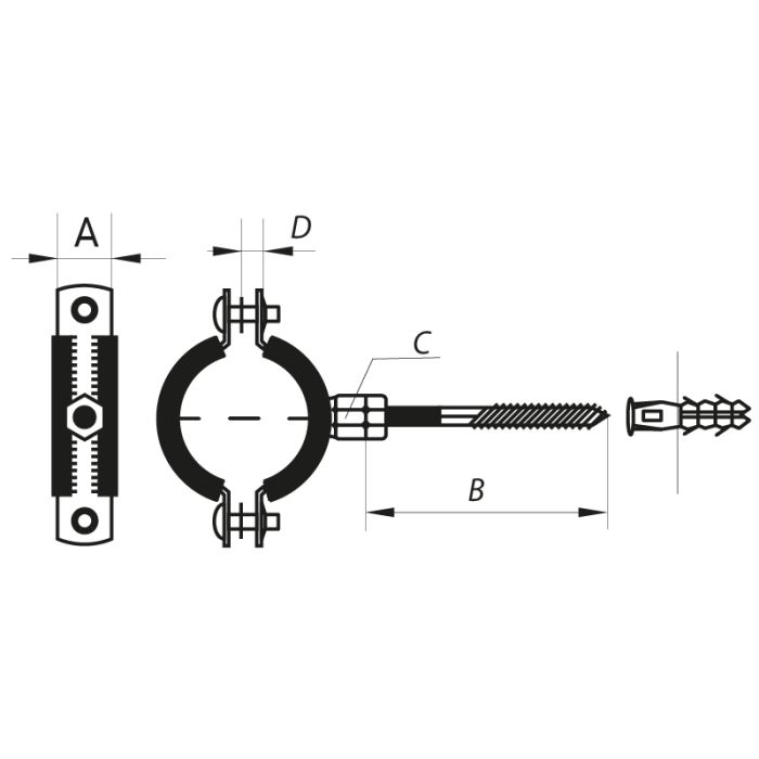 Хомут трубний оцинкований Koer KCB.20 1-1 /2" (47-51) чорний (KR2799)