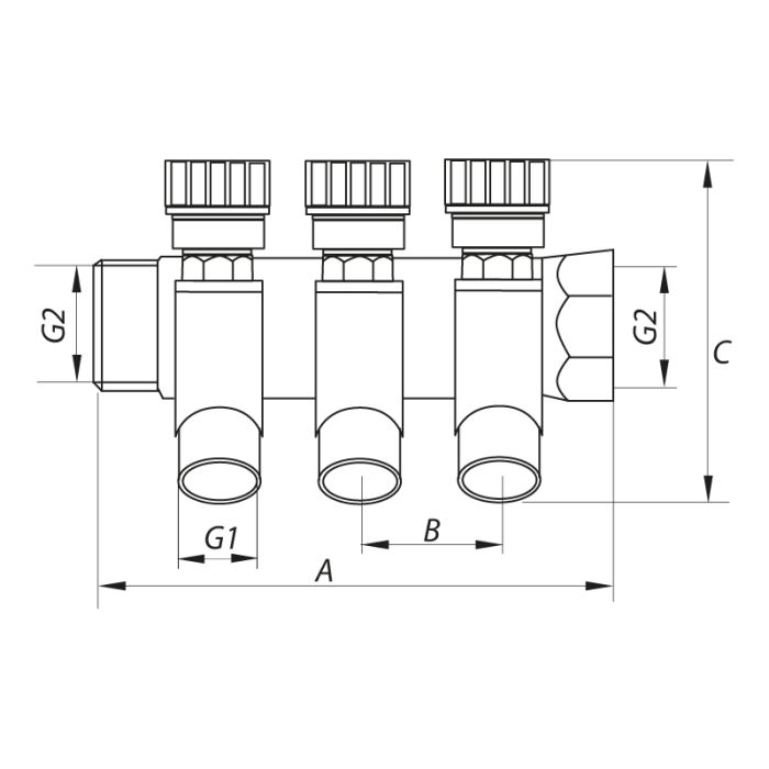 Колектор для теплої підлоги на 2 контура Koer KR.1123-2 3/4"x2 ways (KR2829)