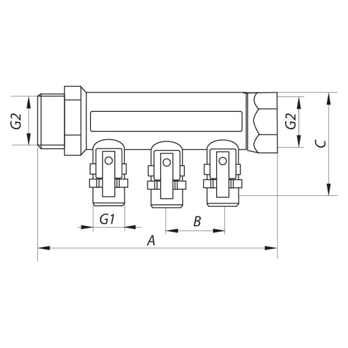 Колектор для теплої підлоги на 2 контура Koer KR.1126-2 1"x2 ways (KR2838)