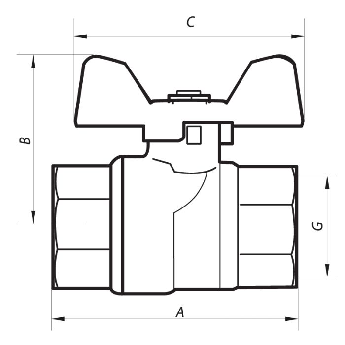 Кран кульовий Nolf NF.712 - 1/2" FF ГГМ YELLOW, ручка "метелик" жовта (NF2945)