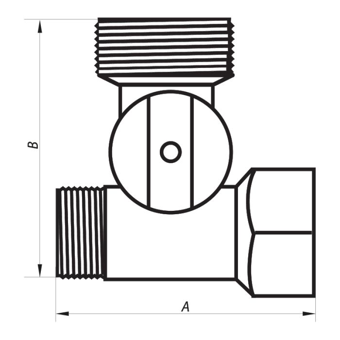Кран для підключення сантехприборів 1/2Mx3/4Mx1/2F (NF.1110) Nolf (NF2971)