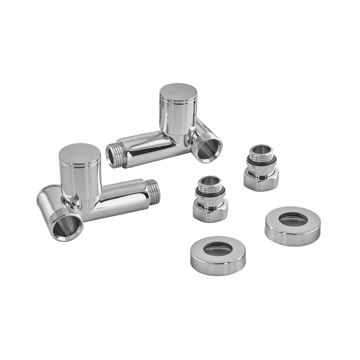 Комплект кранів для рушникосушки кутовий Koer KR.SET.551 - M1/2''xM1/2'' під ТЕН хромований (KR5841)