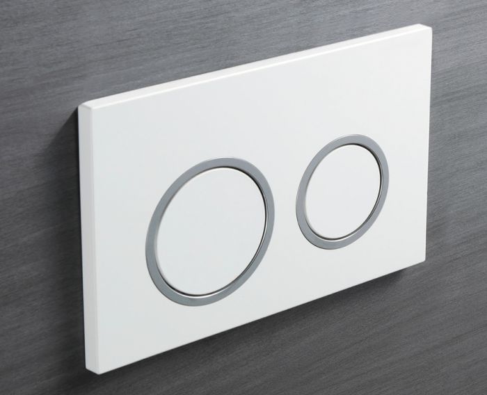 Панель змиву Koer KT-0605-03 220x140x12mm пластикова, кнопка кругла (колір білий) (KR5316)