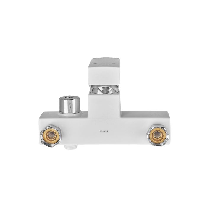 Змішувач для ванни Plamix Kubus-009 EURO SET White (з шлангом, лійкою та кронштейном) (PM0673)