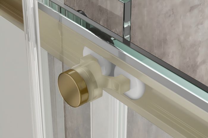 Душова кабіна без піддону Koer SR SC03-90x90x200-TR-12 прозоре скло Easy Clean 6мм, матове золото (KR5358)