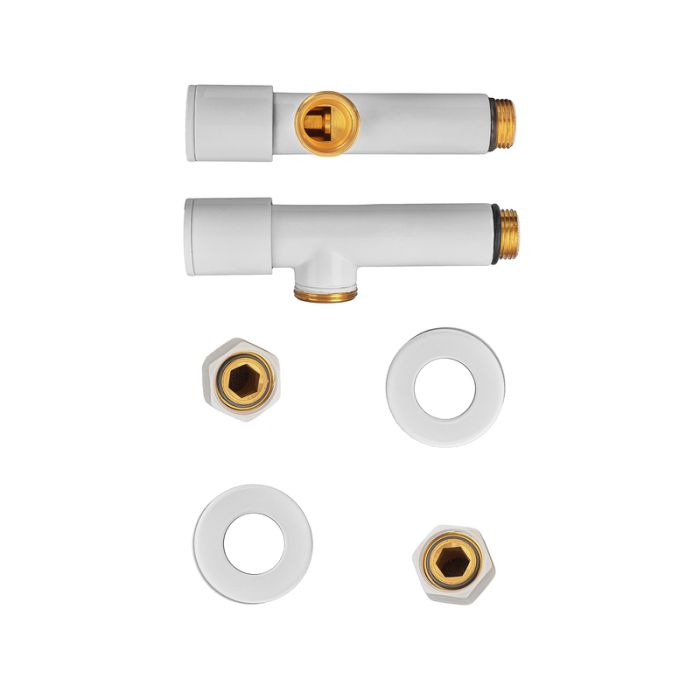 Комплект кранів для рушникосушки кутовий Koer KR.SET.534 WHITE - M1/2''xM1/2'' подовжений (KR5843)